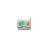 Nomination Composable Classic HALBEDELST, OVAL aus Edelstahl und 18K-Gold (09_SMARAGD)